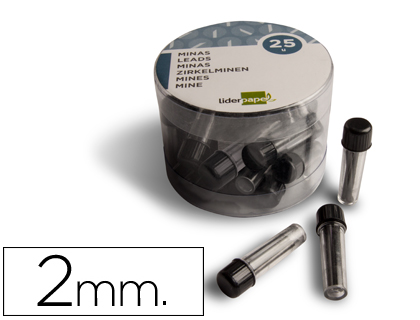 3 minas de grafito Liderpapel 2mm. para compás